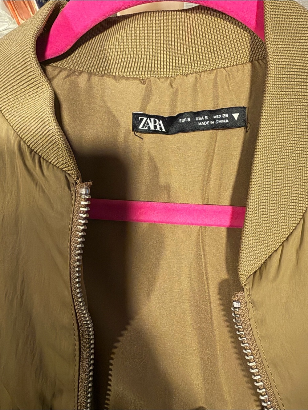 Zara Olive Green Bomber Jacket